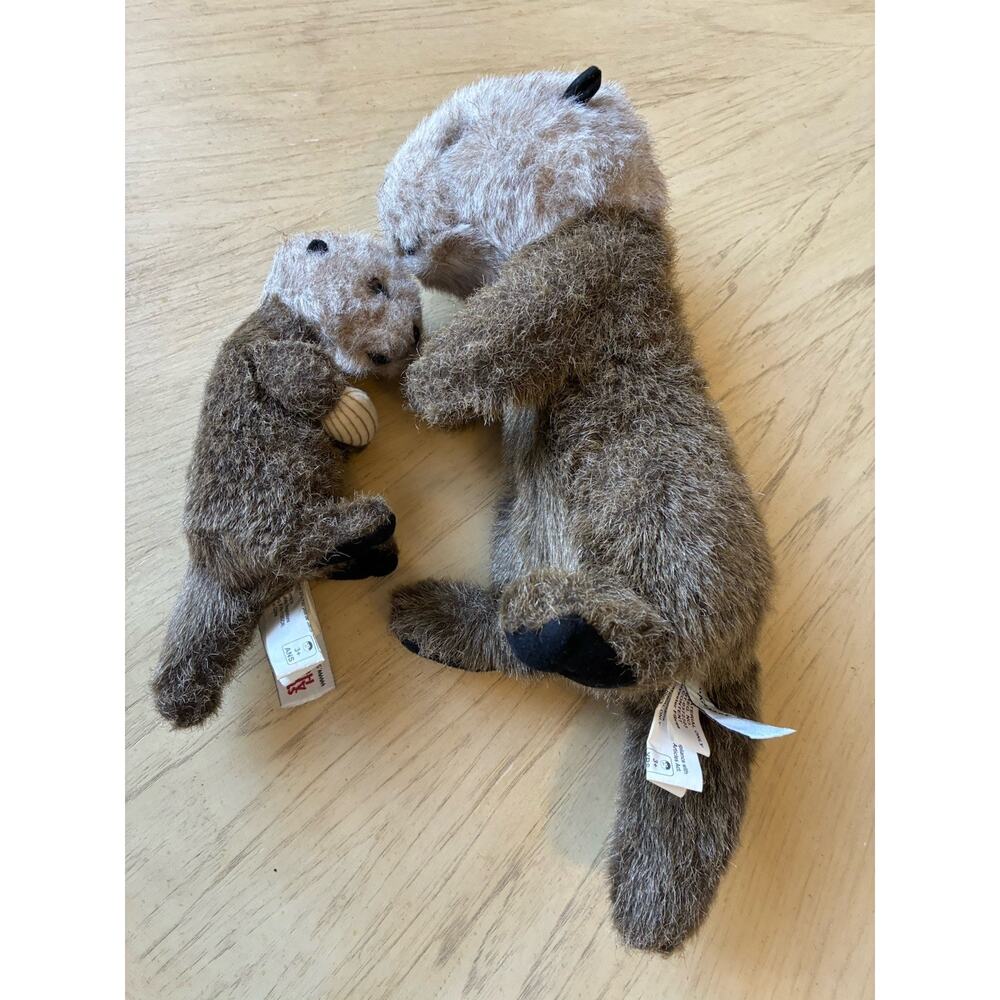 Stuffed Animal Sea Otter Mom Holding Baby Salty Kayak Collectible Plush Adorable